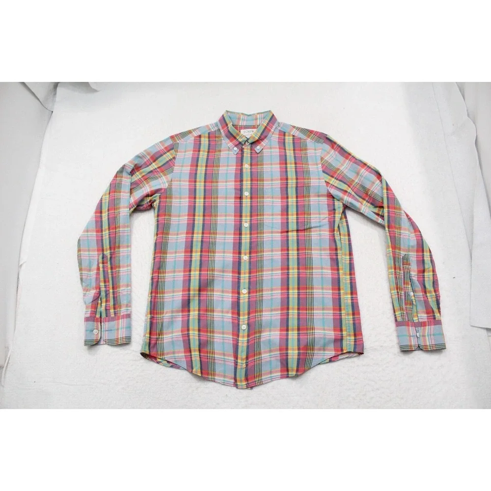 J.CREW Madras‎ Plaid Button Up Dress Shirt Long Sleeve Casual Mens Size Medium
